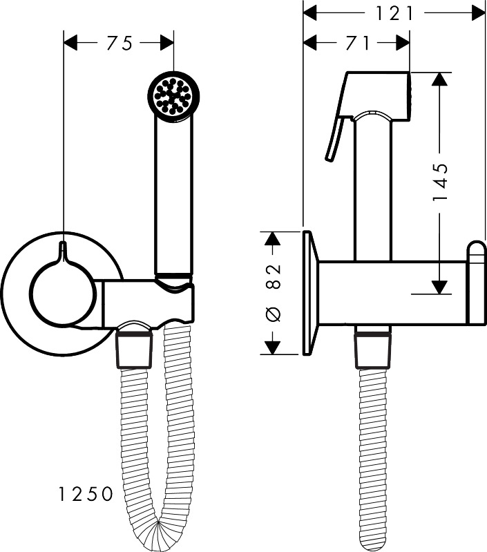 Hansgrohe Bidette Handbr. Axor Bidette Showers f.Mischwasser rund m.Schlauch 1250mm BGO
