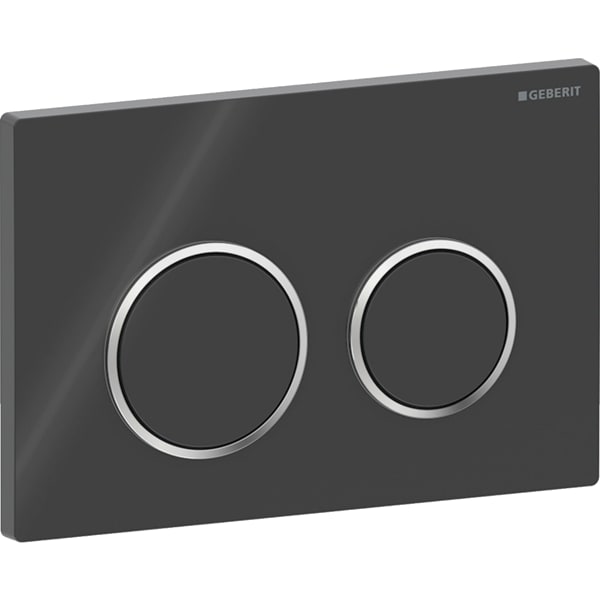 Geberit Omega20BetPl., rund, für 2-Mengen-Sp. schwarz glänzend /chrom glänzend