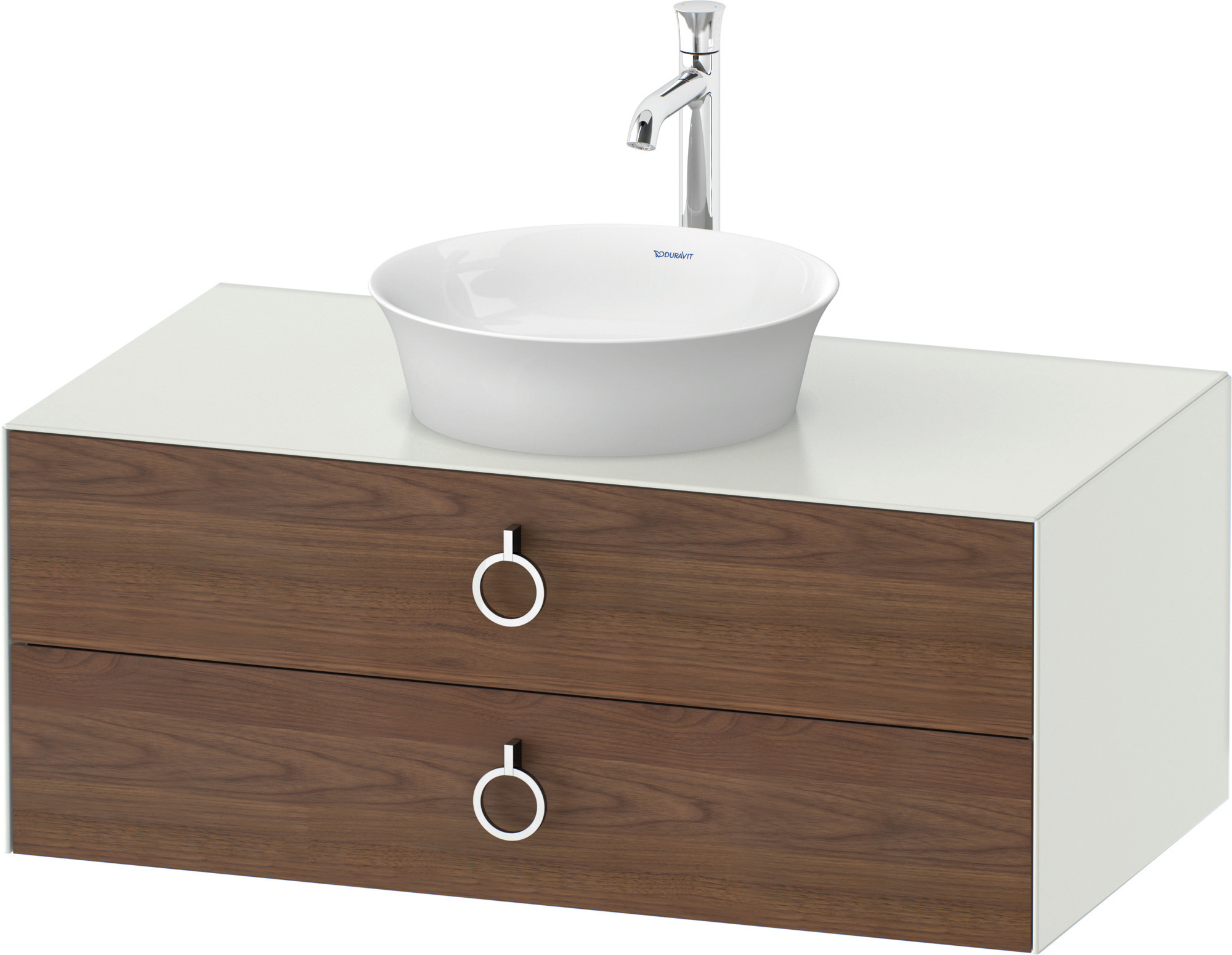 Duravit WTU wandh.White Tulip,2Schk.,m.Griff 408x1000x550,Am.Nussb.M./Weiß Seidenm.