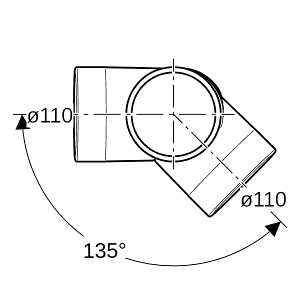 Geberit Silent-db20 Bogeneckabzweig 88,5/135Gr d110/110