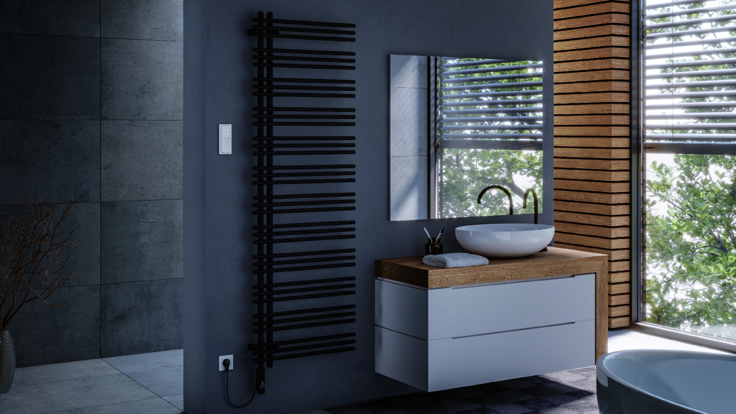 ZE Design-Heizkörper Yucca elektr. IHC YAZSL170060ECZD 1864x82x578 Black Matt