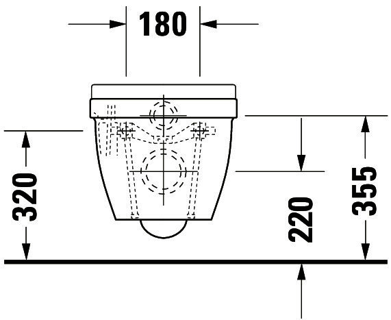 DU Wand-WC Starck 3 Compact 485 mm Tiefspüler, Durafix, weiß, HYG