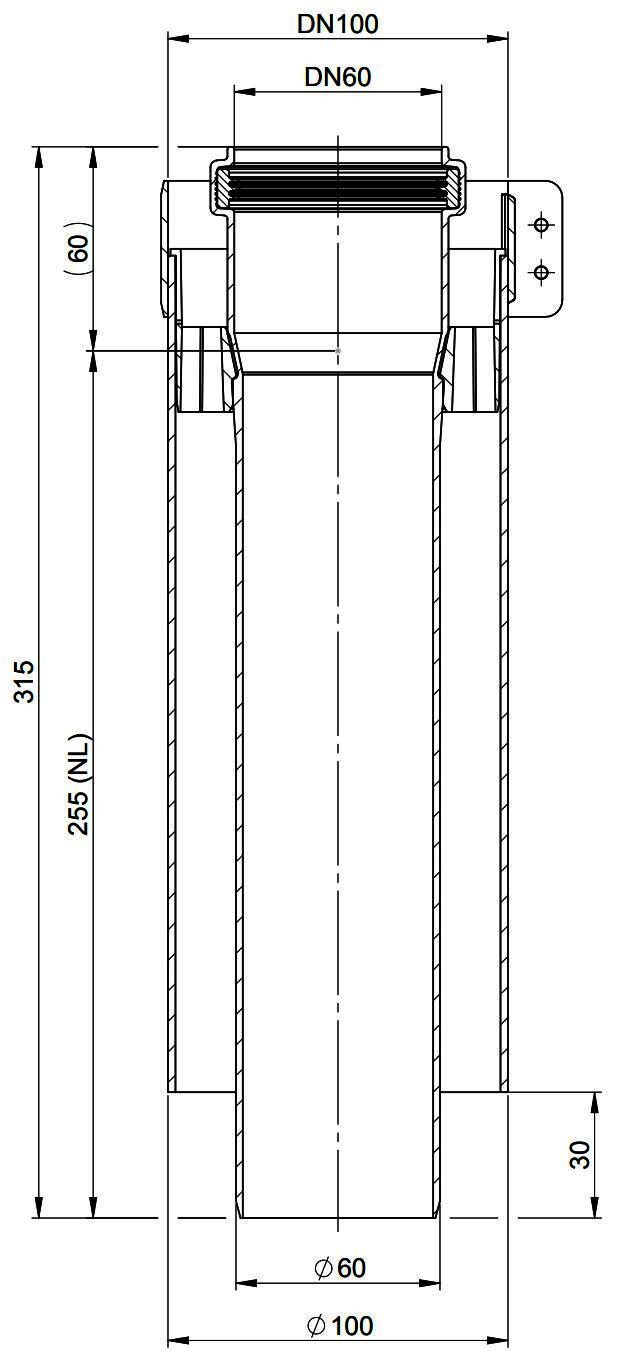 MHG Doppelrohr DN 60/100, 255 mm für Abgasleitung Atec