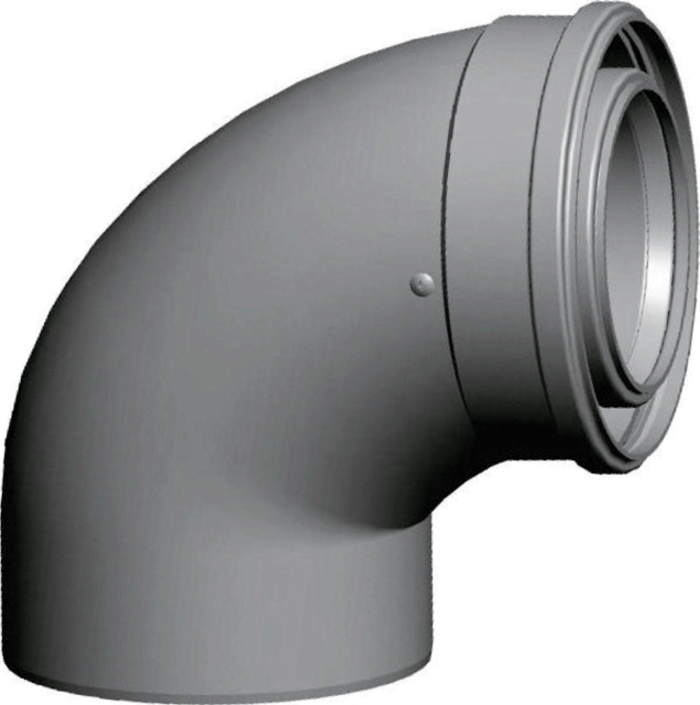 Wolf Abgasbogen DN110/160 konzentrisch 87 Grad, aus PP Wolf Abgasbogen DN110/160 konzentrisch 87 Grad, aus PP
