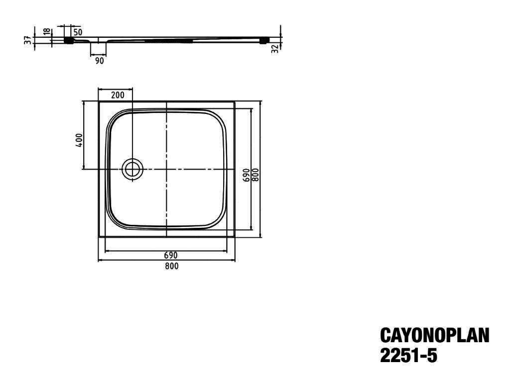 KA DW CAYONOPLAN Mod.2251-5,800x800mm, alpwm,PEFF,Wt extrafl.