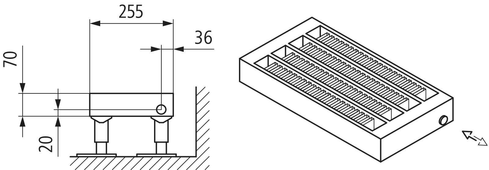Kermi Konvektor Typ54 BH280x255x2200mm QN5269, weiß, 6bar, m. Abd., AB Uni.