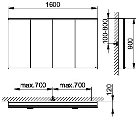 KEUCO Royal Modular 2.0 SPS, bel. 80041, Vorb,2Steckd/USB,sb-elox,1600x900x120mm