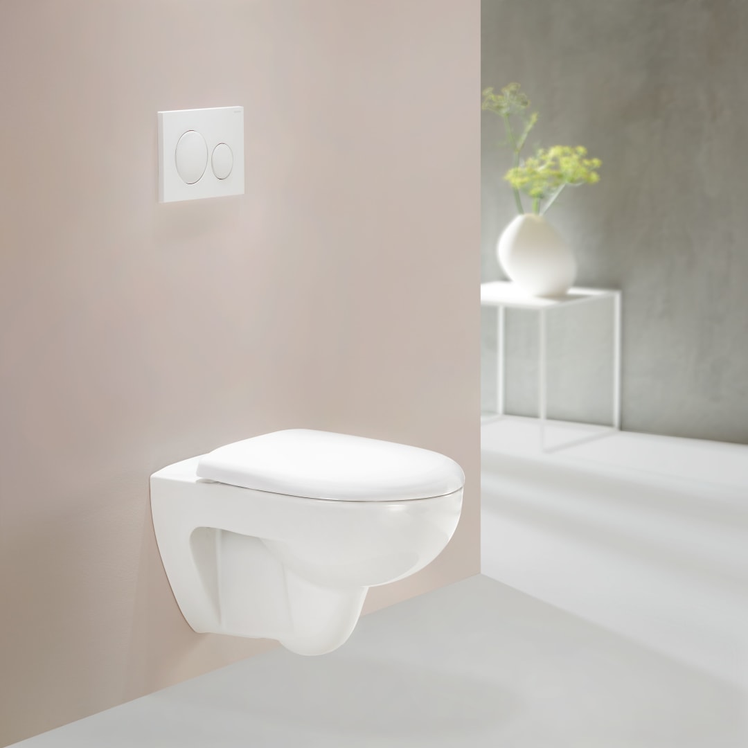 Geberit Renova Set Wand-WC mit WC-Sitz Rimfree, Tiefspüler, weiß