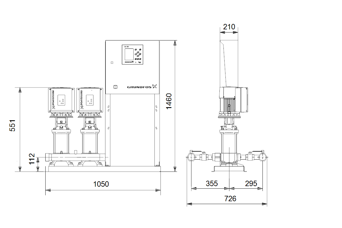 GRUNDFOS Druckerhöhungsanlage Hydro MPC-E 2 CRIE5-4 U2 A-A-A-A