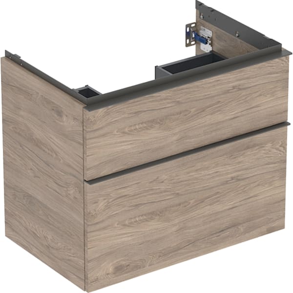 Geberit iCon Unterschrank für WT, 2 Schubl. 74x61,5x47,6cm, Nussbaum hicko./Gr. Lava