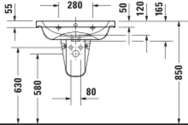 DU D-Code 2.0 WT 650x480mm,m.ÜL,m.HLB 1 Hahnloch, Weiß