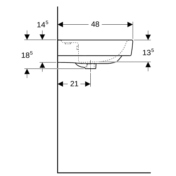 Geberit Renova Plan Waschtisch, 60x48cm m. Hl., m. Ül., weiß
