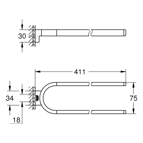 GROHE Handtuchhalter Selection 41059 2-armig hard graphite gebürstet