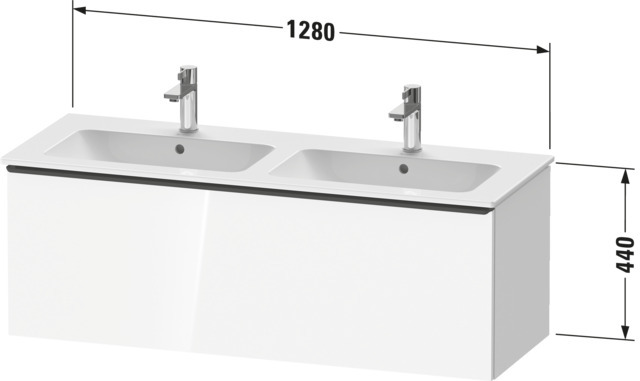 Duravit D-Neo WTU,Wdh,Ausz:1,Griff:Chrom 1280x462x440mm,Eiche Marm., Dekor