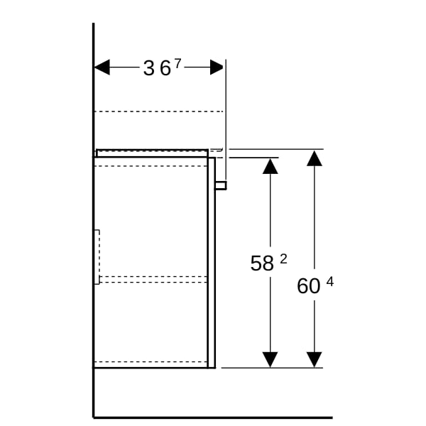 Geberit Renova Compact US 55cm für WT 60cm mit 1 Tür, 55x60,4x36,7cm, weiß