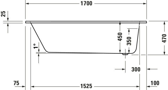 DU D-Code 2.0 BW, 1700x700mm, Einbau Weiß