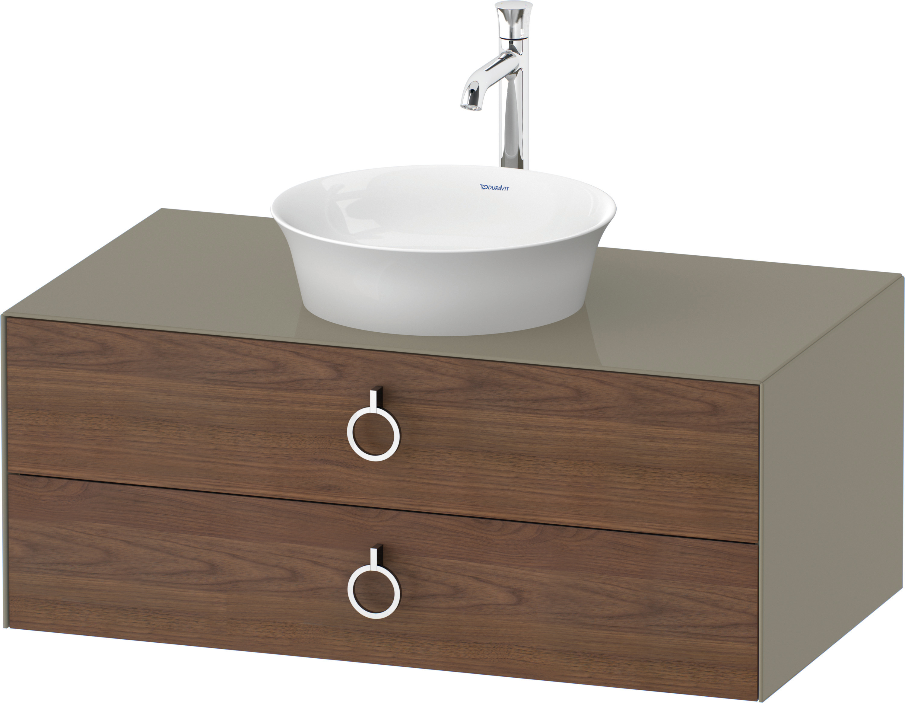 Duravit WTU wandh.White Tulip,2Schk.,m.Griff 408x1000x550,Am.Nussb.M./Steingrau HGL
