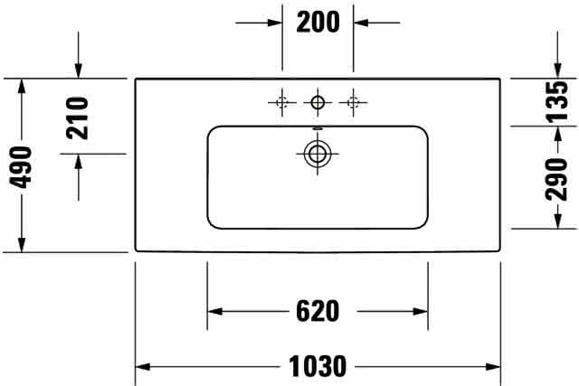DU Möbelwaschtisch ME by Starck 1030 mm mit ÜL, mit HLB, 1 HL, weiß