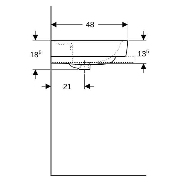 Geberit Renova Plan Aufsatzwaschtisch 60x48cm ohne Hahnloch, ohne Überlauf, weiß