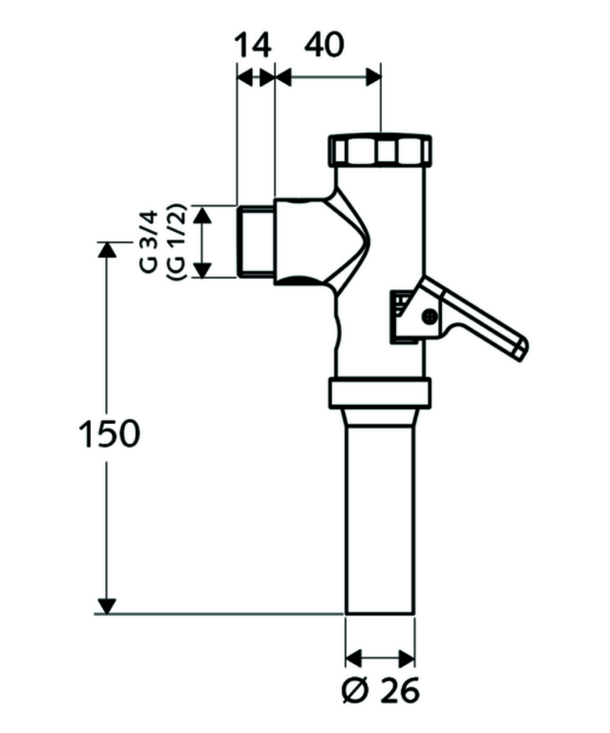 SCHELL AP-WC-Druckspüler SCHELLOMAT Hebel, 3/4", chrom