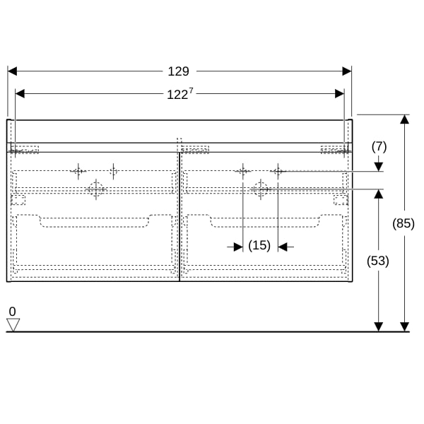 Geberit Renova Plan US für DMWT, mit 2 Schbl. 129x60,5x47,3cm, lava
