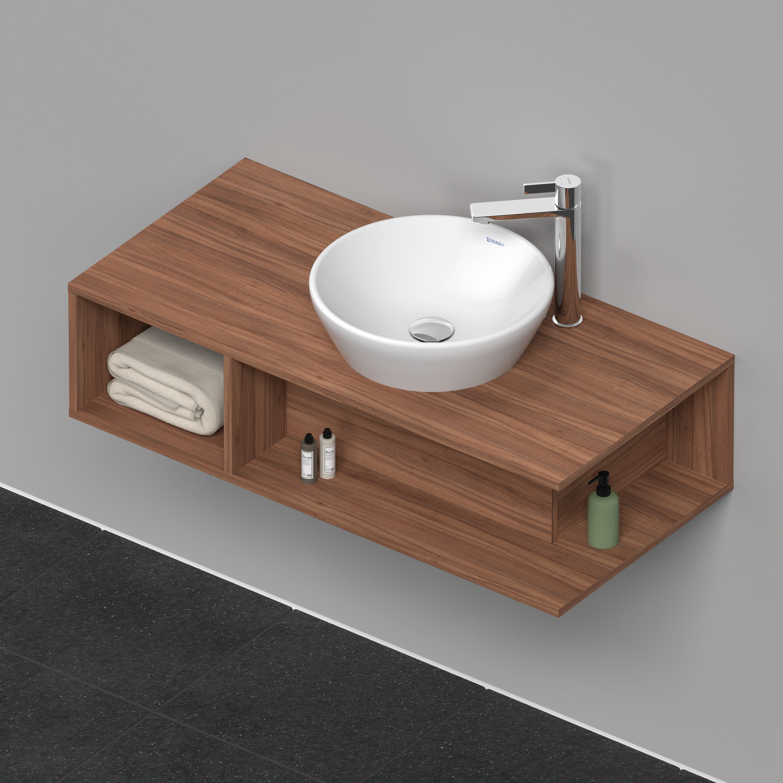 Duravit D-Neo WTU wandh.,1 offenes Fach l., 260x1000x480mm, Nussbaum Natur