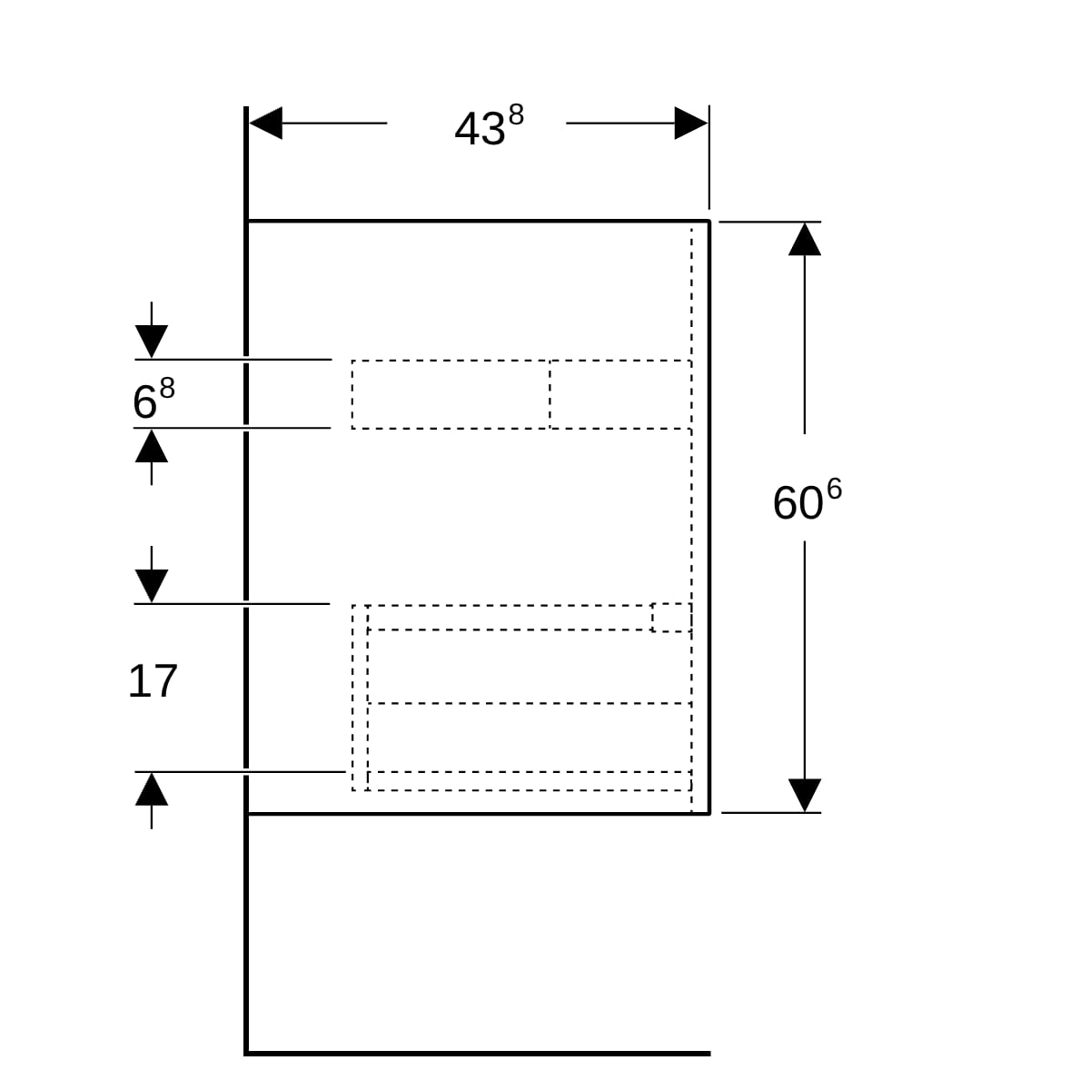 Geberit Unterschrank für MWT, 2 Schubladen B:100cm, Eiche natur