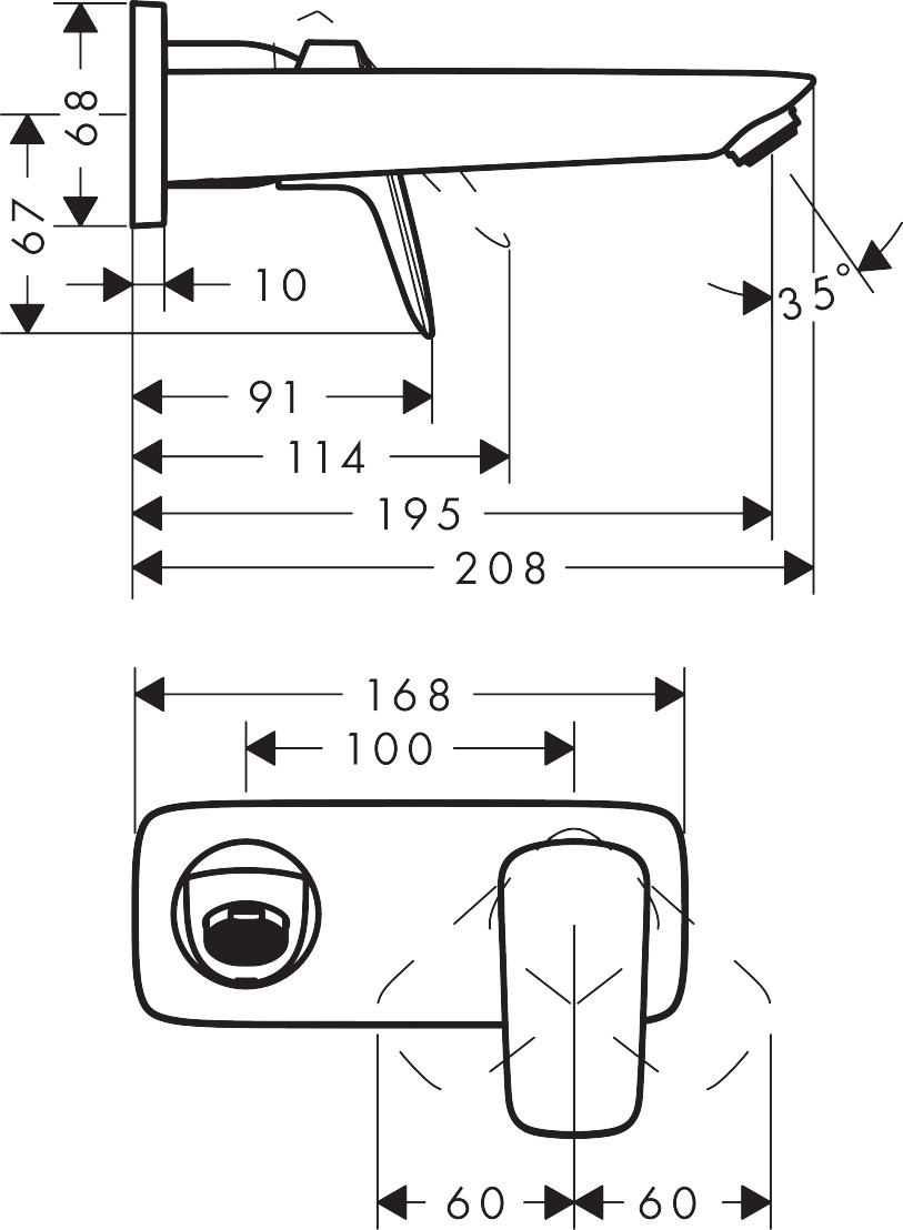 Hansgrohe 2-Loch Waschtischarmatur Unterputz Logis F-Set chrom