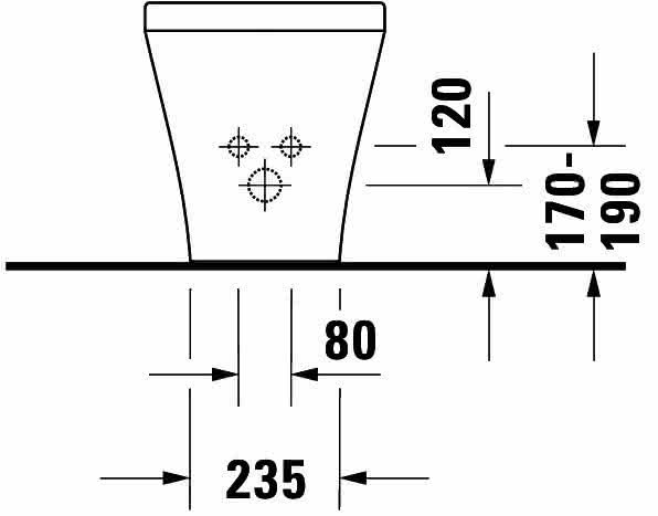 DU Stand-Bidet DuraStyle 630 mm mit ÜL, mit HLB, 1 HL, weiß