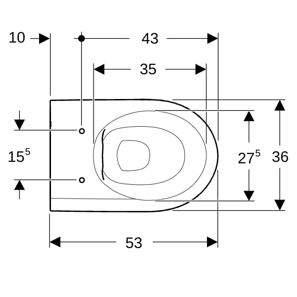 Geberit iCon Wand-WC Tiefspüler, Rimfree geschl. Form, T:53cm, weiß, KeraTect