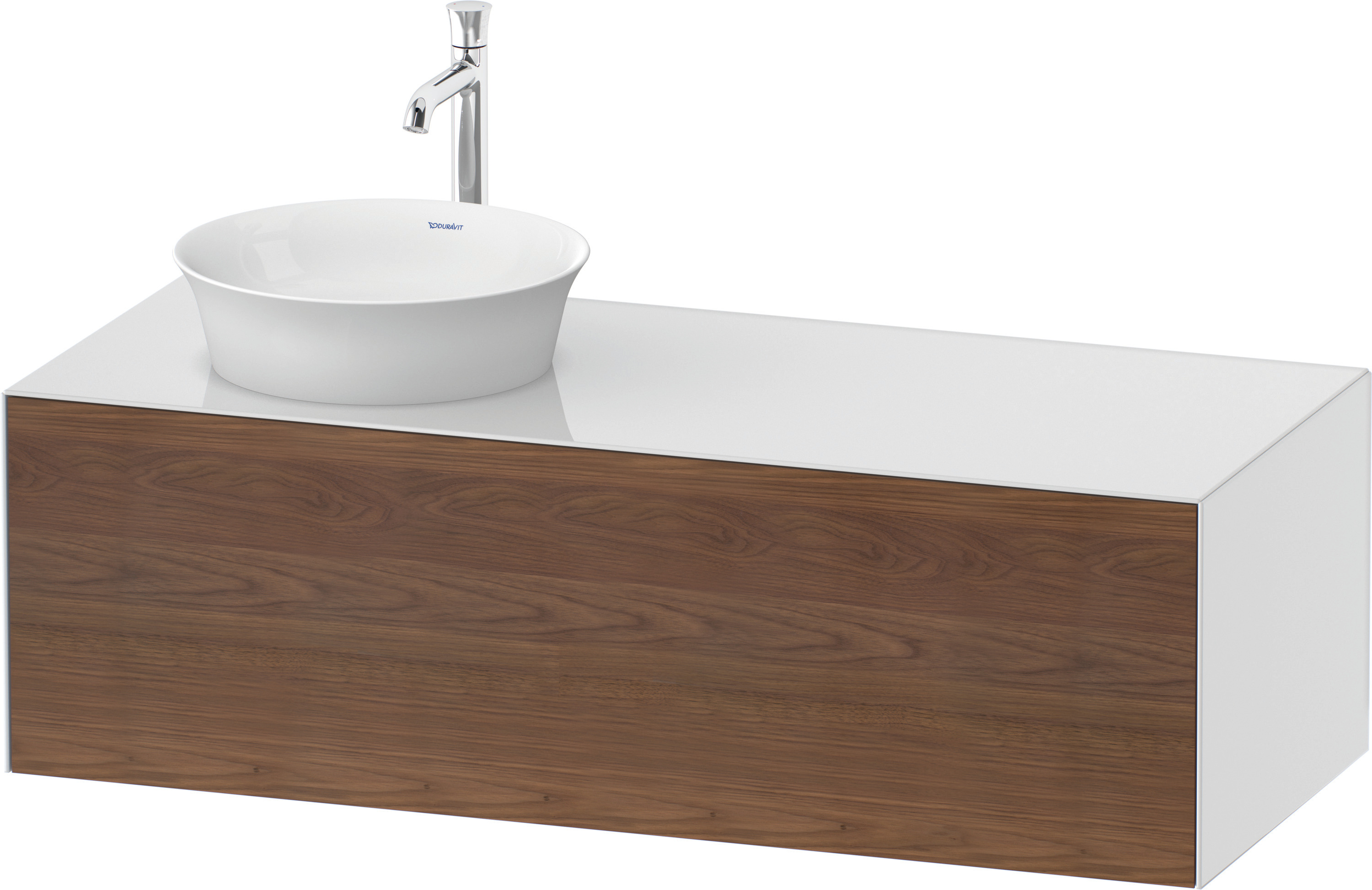 Duravit WTU White Tulip wandh,1 Auszug,B li. 408x1300x550mm,A.Nussb.M/Weiß Hochglanz