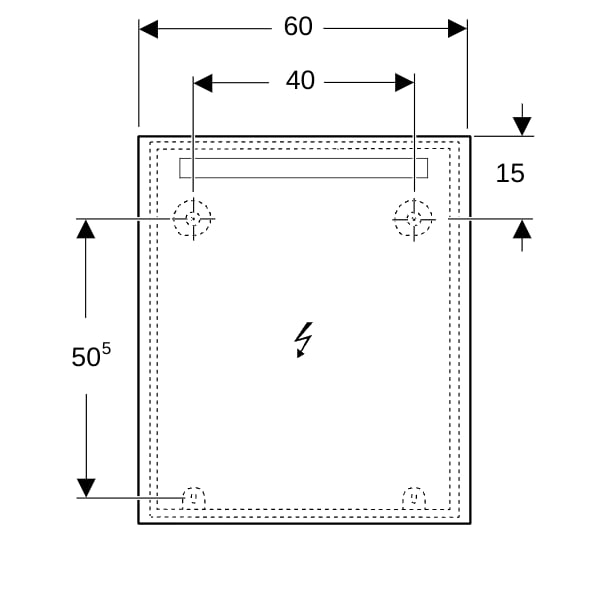 Geberit Option Basic Lichtspiegel, eckig Beleuchtung oben, 60x70x3cm, alu. elox