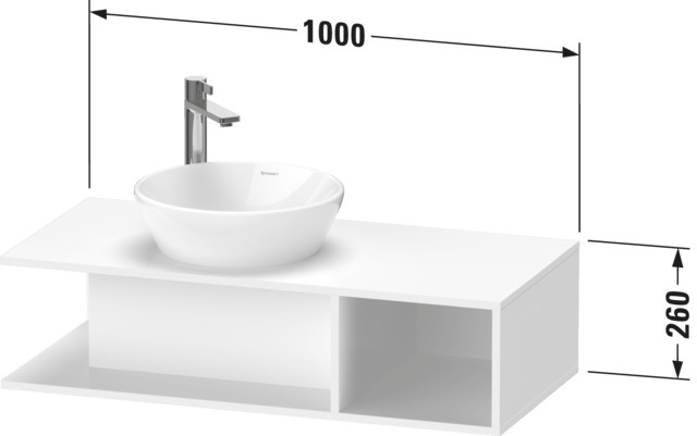 DU D-Neo WTU wandh.,1 offenes Fach r., 260x1000x480mm, Weiß Matt