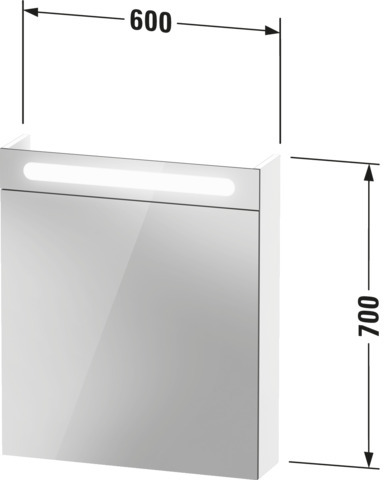 DU No.1 Spiegelschrank mit Beleuchtung TA links, 700x600x148mm