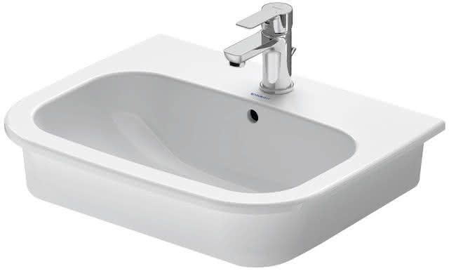 DU Einbauwaschtisch D-Code 545 mm EB v.oben, m.ÜL, m.HLB, 1 HL, weiß