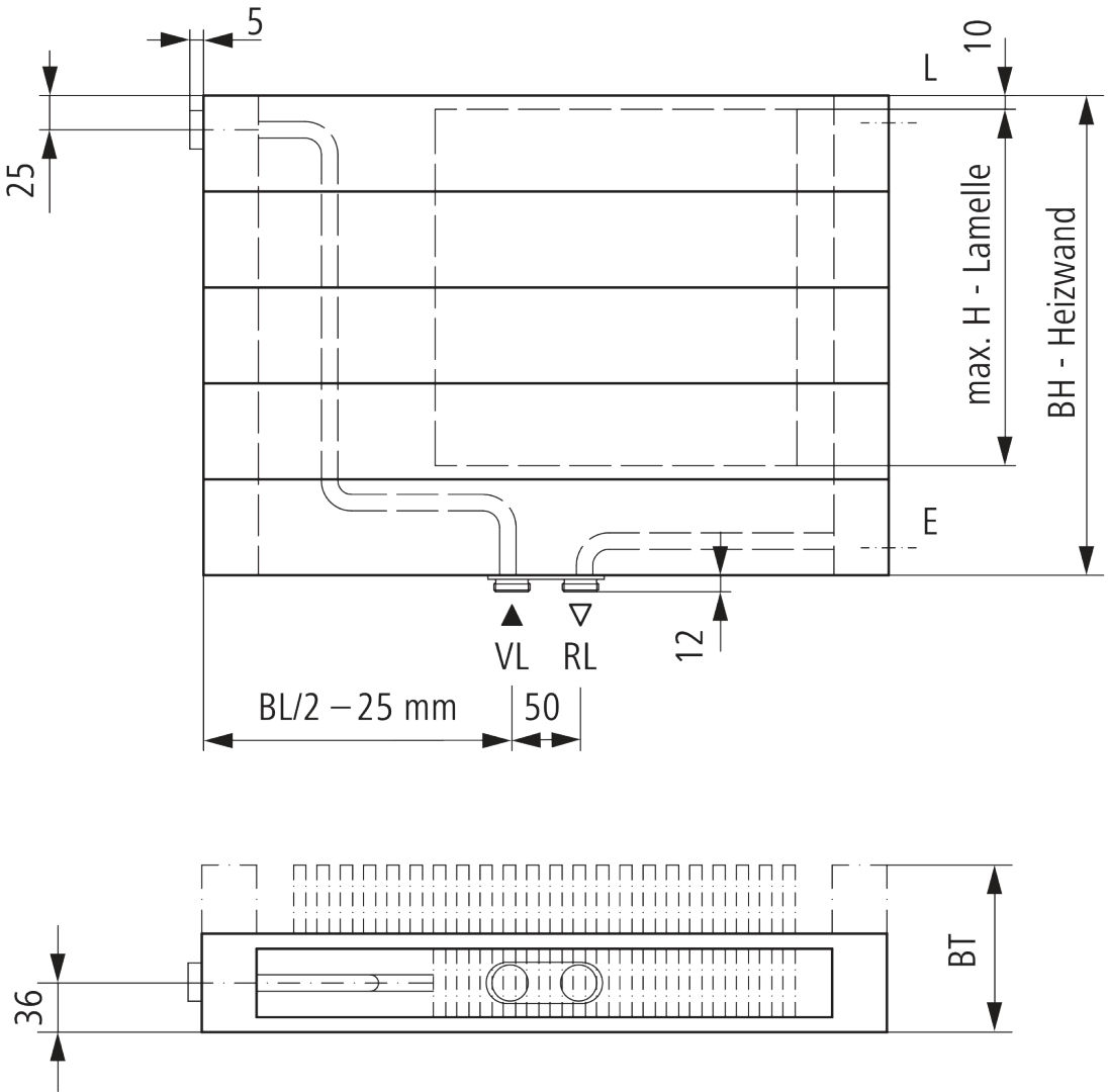 Kermi V-Heizwand HHV T22 BH630x122x1000 QN1800, weiß, 6bar,o.Abd.,Ausf. re,L540