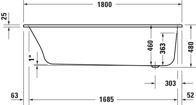 DU Qatego BW 1800x800mm Einbau Acryl,Rückenschr.1 Variabel, Weiß