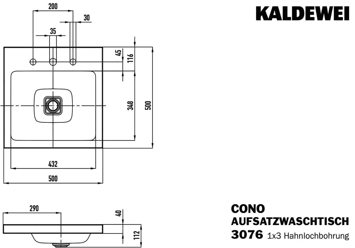 KA WB CONO Mod.3076,500x500mm,alpwm,PEFF ,AD,m. 3HL,oÜL