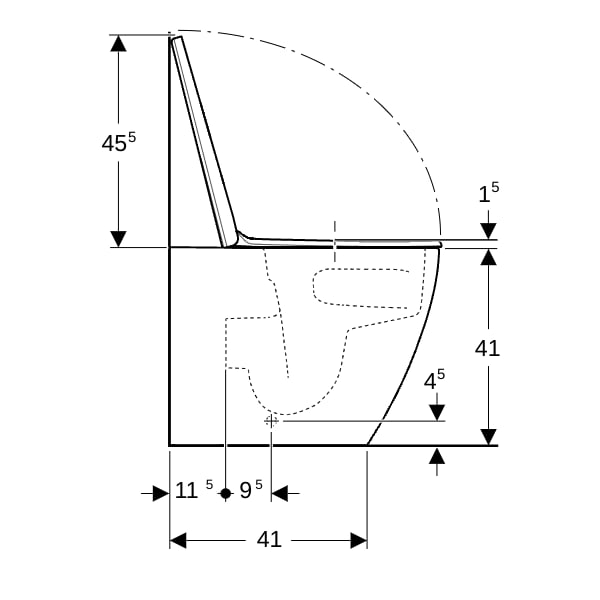 Geberit iCon Set SWC, Tiefsp., wandbündig geschl.,TurboFlush, WC-Sitz, T:56cm, wem