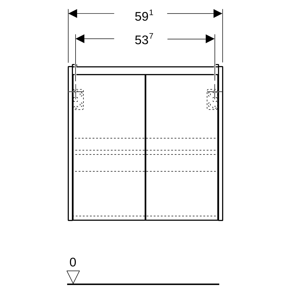 Geberit Renova Compact US für WT, mit 2 Türen 59,7x60,3x36,7cm, weiß/l. seidenmatt