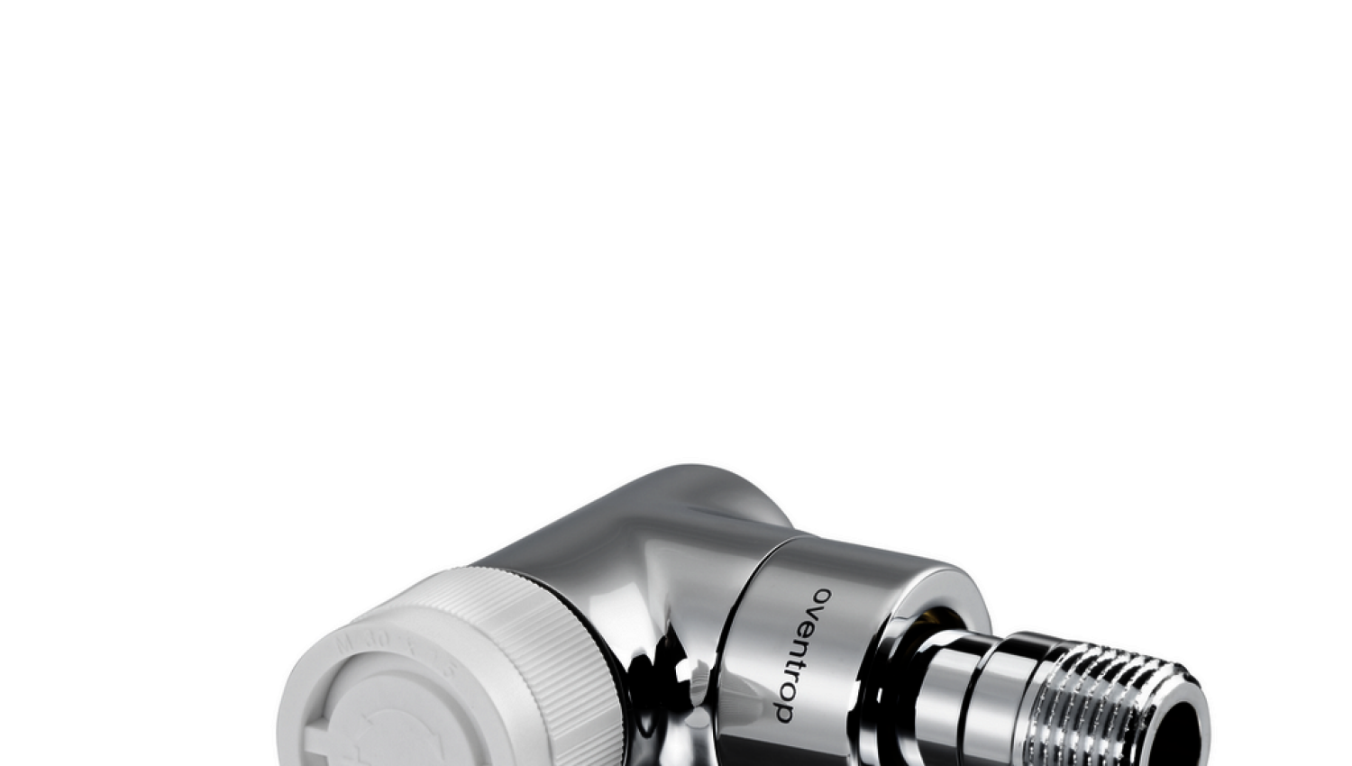 OVENTROP-Thermostatventil "E" DN15, Winkel-Eck links, Edelstahl-Design