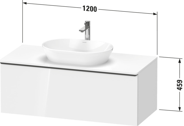 Duravit D-Neo,Kons-WTU,Ausz:1,Griff:Edelstahl 1200x550x459mm,Wandh.Weiß Matt,Dekor