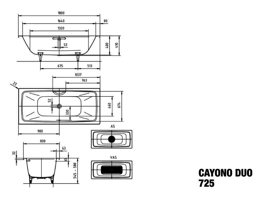 KA BW CAYONO DUO Mod.725,1800x800mm, manhattan