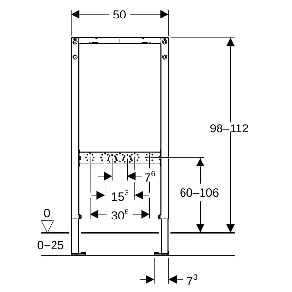 Geberit Duofix Element f. Dusche und BW 98-112 cm, Wandarmatur AP