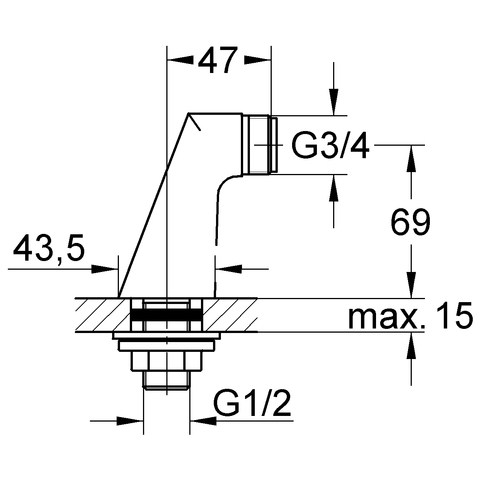 GROHE Standanschluss 12030 1/2"x3/4"x70 chrom
