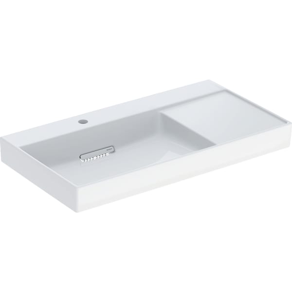 Geberit ONE WT 90x48cm, CleanDrain, Ablg.re m. Hl., o. Ül., weiß, KeraTect/weiß glzd