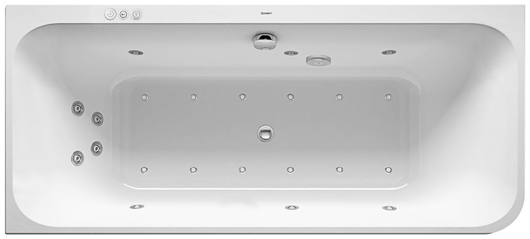 Duravit Happy D.2 Whirlw. 1800x800mm, Ecke L Angef Acryl-VK,Rückens.2,Combi P, Weiß