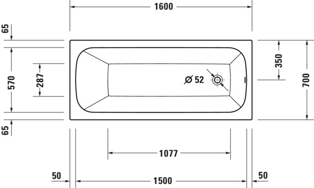 DU Qatego BW 1600x700mm Einbau Acryl,Rückenschr.1 Variabel, Weiß