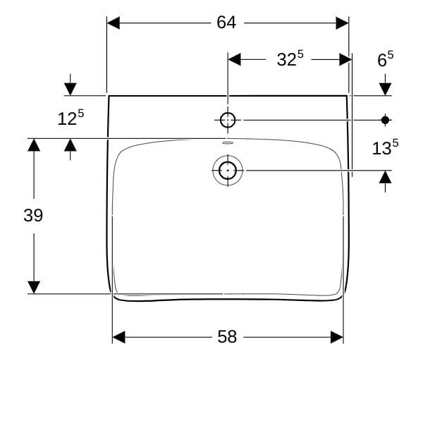 Geberit Renova Comfort WT barrierefrei 65x55cm, m. Hl., m. Ül., weiß