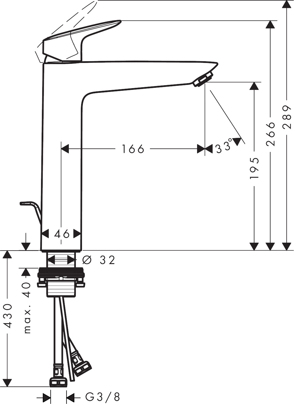 Hansgrohe Waschtischmischer 190 Logis chrom 